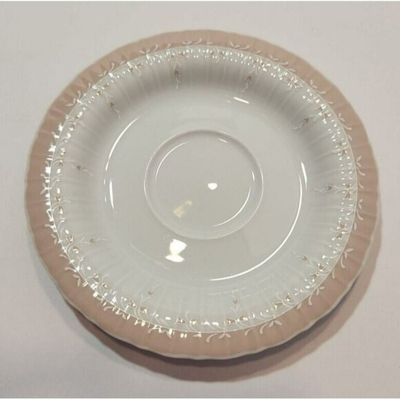 Vtg Eschenbach Bavaria Germany Saucers Set Of Two with Small Pink Tulips 5.5" - Picture 2 of 5